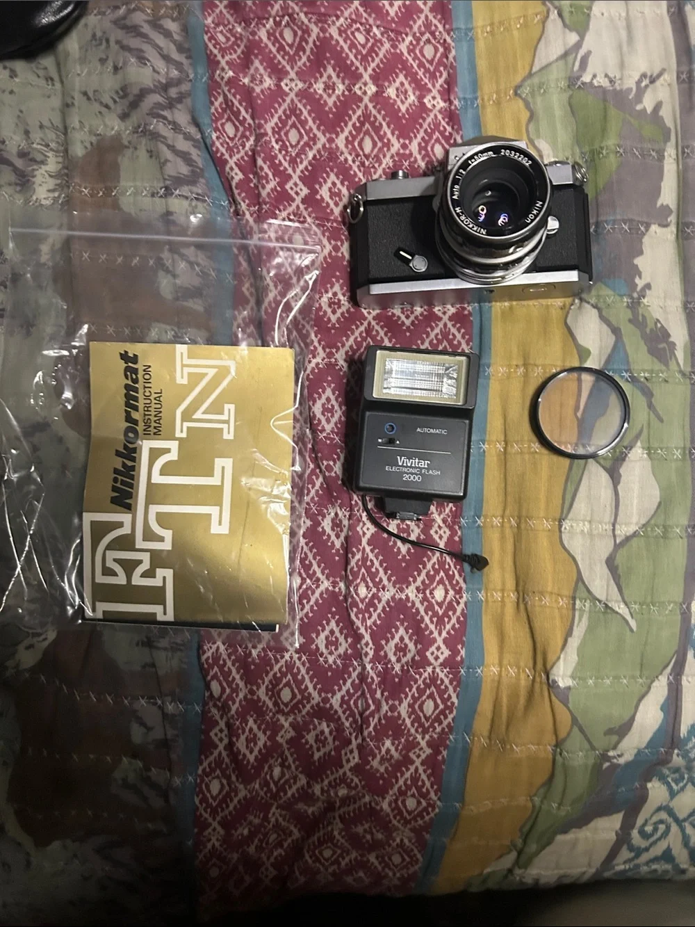 Vintage Nikkormat FTn Film Camera - Black/Silver with bag (Nikon camera vintage)